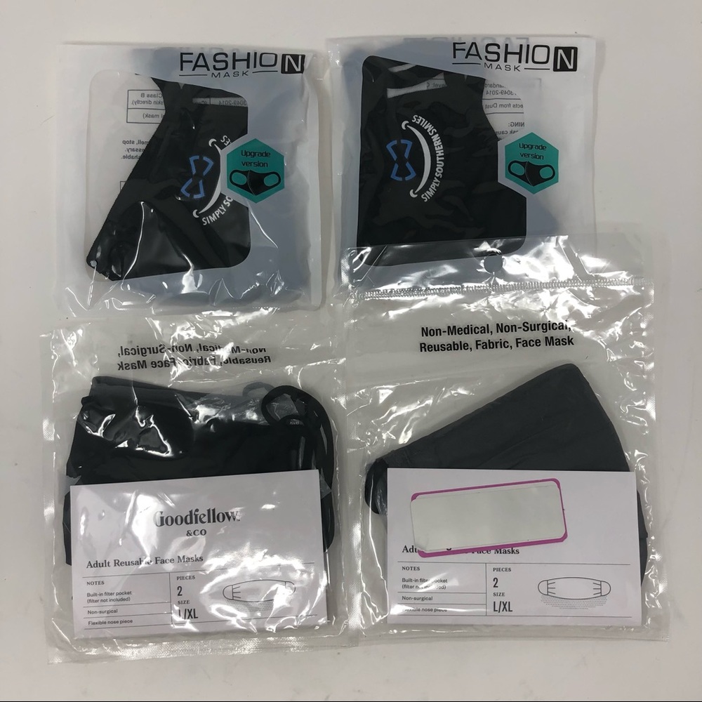 New Lot - 6 Face masks Black & Gray Large/X-Large